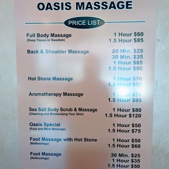 Oasis Massage II - Price List - Massage Near Me - Houston, Texas Oasis Massage II - Price List - Massage Near Me - Houston, Texas