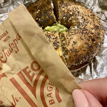 Leo's Bagels - Whole wheat everything with mashed avocado - Coffee & Tea Near Me - New York, New York Leo's Bagels - Whole wheat everything with mashed avocado - Coffee & Tea Near Me - New York, New York