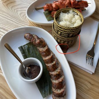 Saap - Sausage, sticky rice, and skewers - Laotian Near Me - Cary, North Carolina Saap - Sausage, sticky rice, and skewers - Laotian Near Me - Cary, North Carolina