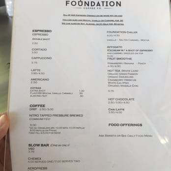 Foundation Coffee Co - Menu view - Coffee & Tea Near Me - Riverview, Florida Foundation Coffee Co - Menu view - Coffee & Tea Near Me - Riverview, Florida
