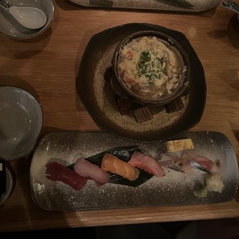 Tei Tei Robata Bar - Sushi sampler and Snow Crab Rice Soup - Japanese Near Me - Dallas, Texas Tei Tei Robata Bar - Sushi sampler and Snow Crab Rice Soup - Japanese Near Me - Dallas, Texas