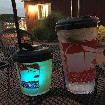 Bucks County Playhouse - The theater friendly cups they sell at the bar outside (very pricey). Mine is the glowing one - a themed cocktail called Sweet Transvestite - Performing Arts Near Me - New Hope, Pennsylvania Bucks County Playhouse - The theater friendly cups they sell at the bar outside (very pricey). Mine is the glowing one - a themed cocktail called Sweet Transvestite - Performing Arts Near Me - New Hope, Pennsylvania
