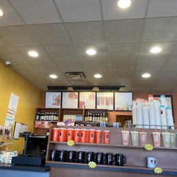 the interior of a coffee shop