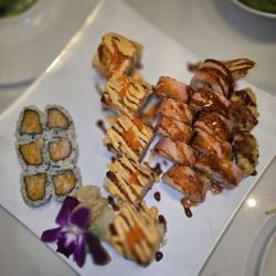From left to right: Spicy Yellowtail, Big Mac Roll, and King Lobster roll