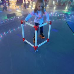 Classic Fun Center - Learning to skate still! So we got some assistance