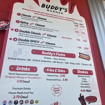 Buddy's Burger - Menu - Burgers Near Me - Austin, Texas