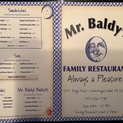 Mr. Baldy's Family Restaurant - I grabbed a dinner menu to take a picture of for review