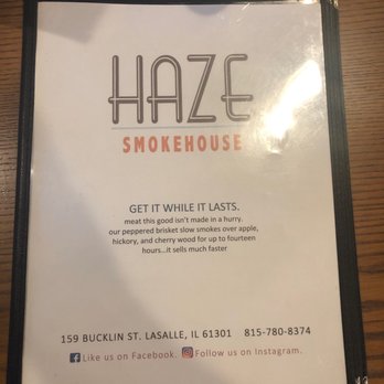 Haze Smokehouse - Front menu - Barbeque Near Me - Lasalle, Illinois Haze Smokehouse - Front menu - Barbeque Near Me - Lasalle, Illinois