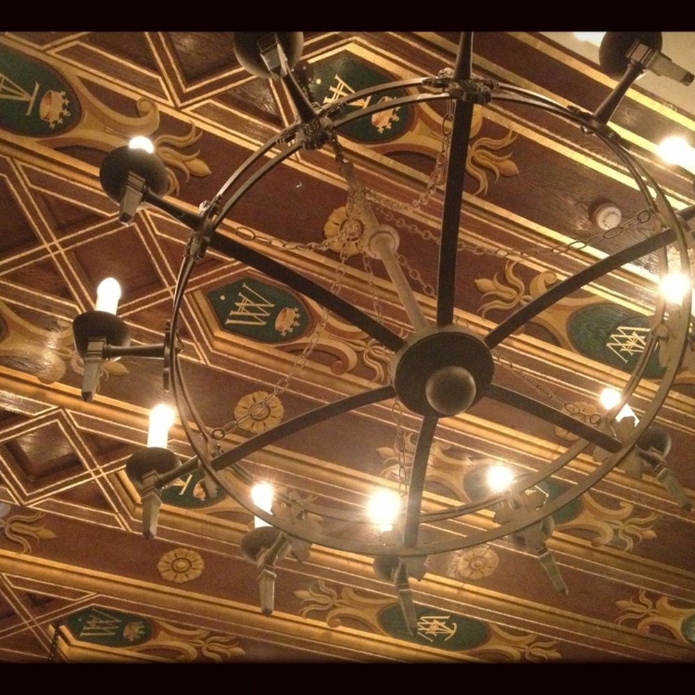 Painted wooden panels on ceiling Painted wooden panels on ceiling
