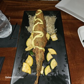 456 Fish - Lightly floured fried fish, quick pickled mixed zucchini and under cooked dry Jasmine rice - Seafood Near Me - Norfolk, Virginia