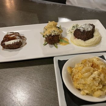 ML Steak Modern Chophouse - Filet Medallion Flight with a side of Mac & Cheese - Steakhouses Near Me - Richmond, Virginia ML Steak Modern Chophouse - Filet Medallion Flight with a side of Mac & Cheese - Steakhouses Near Me - Richmond, Virginia