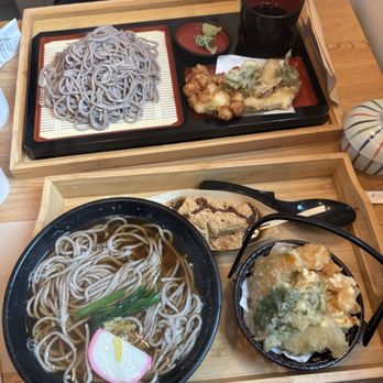 Sobakatsu - Ten Zaru (cold soba) with scallops & vegetable kakiage, and Ten Kake (hot soba) with shrimp & vegetable kakiage - Japanese Near Me - San Francisco, California Sobakatsu - Ten Zaru (cold soba) with scallops & vegetable kakiage, and Ten Kake (hot soba) with shrimp & vegetable kakiage - Japanese Near Me - San Francisco, California