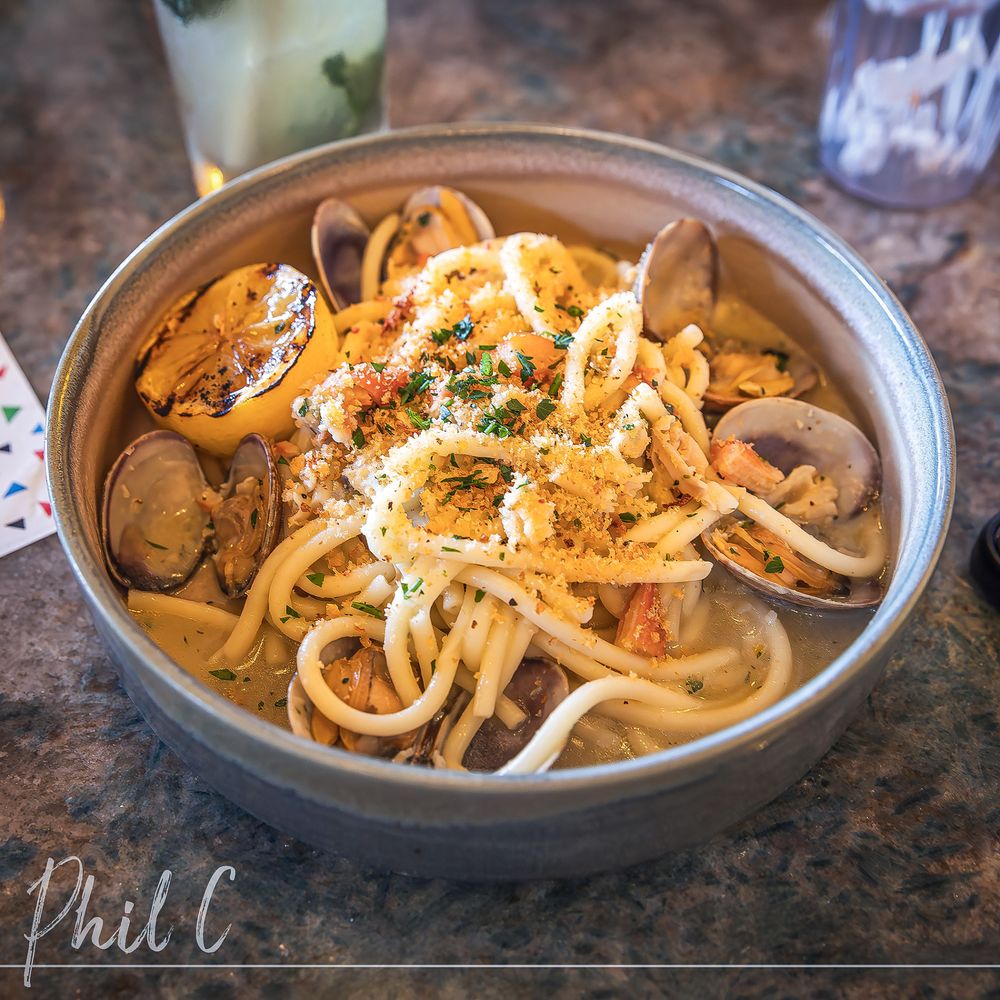 Magic Key Terrace - Magic Key Holder Dining - Bucatini Alle Vongole $28 - Wine Bars Near Me - Anaheim, California