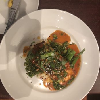 Black Walnut - Salmon and mashed potatoes with broccolini - New American Near Me - Houston, Texas