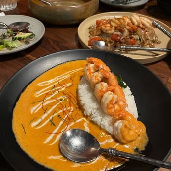 Hanuman Thai Eatery -  Newport - Panang Curry with Grilled Shrimps - Thai Near Me - Costa Mesa, California