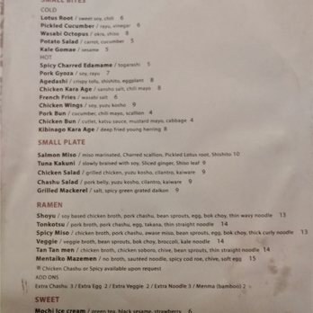 Oramen - Dinner menu - Ramen Near Me - New York, New York