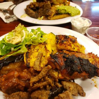Dimassi's Mediterranean Buffet - Mustard chicken, Lamb kebab, grilled vegetables - Buffets Near Me - Austin, Texas Dimassi's Mediterranean Buffet - Mustard chicken, Lamb kebab, grilled vegetables - Buffets Near Me - Austin, Texas