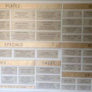 Joinery - Menu - American Near Me - Sausalito, California