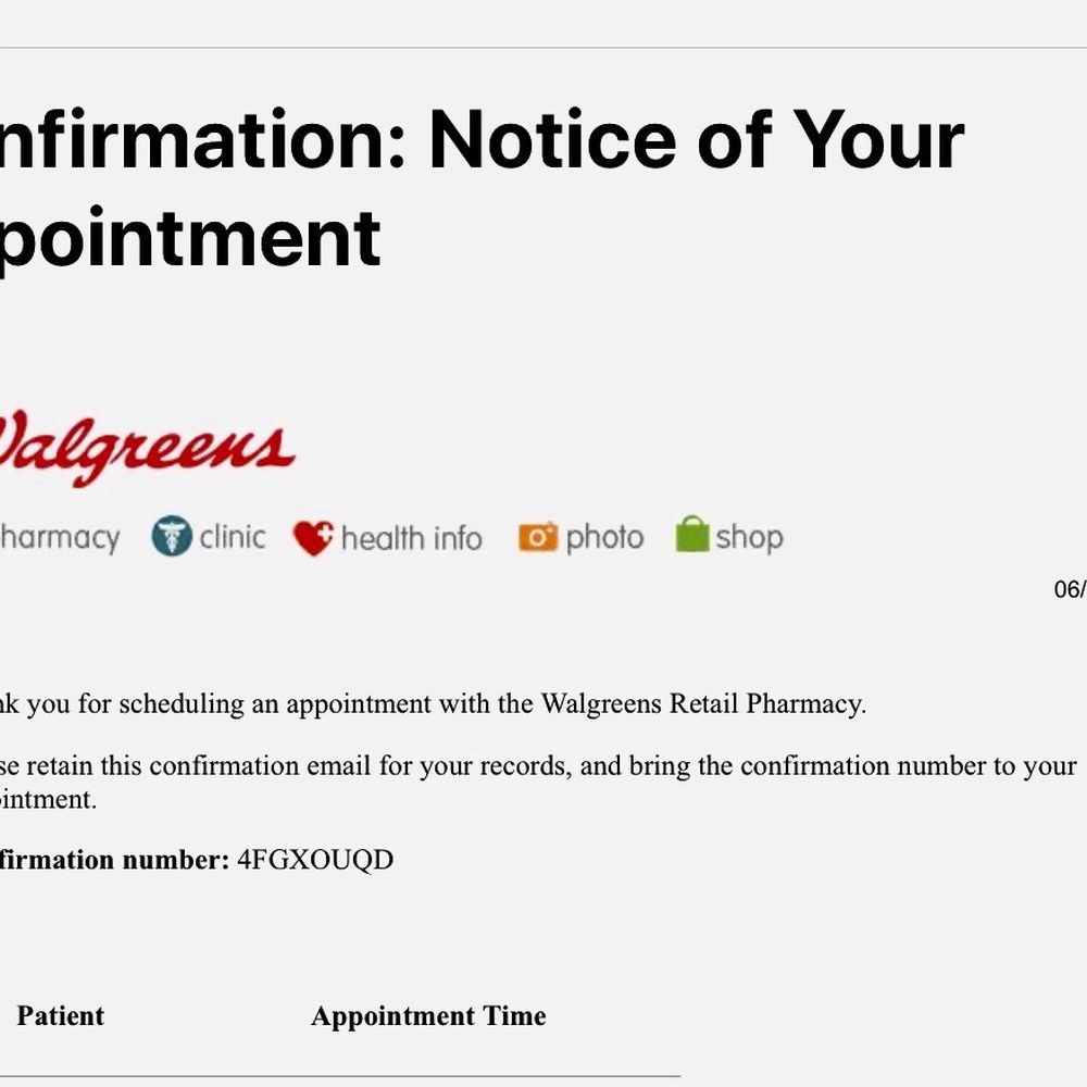 Walgreens - the confirmation notice of your appointment - Cosmetics & Beauty Supply Near Me - Bakersfield, California