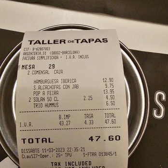Taller de Tapas - Not too shabby for all the food. - Tapas Bars Near Me - Barcelona, B