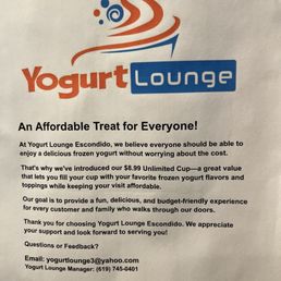 Notification sign posted at the Yogurt Lounge Notification sign posted at the Yogurt Lounge