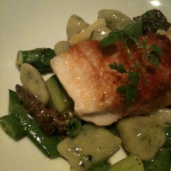 Gary Danko - Striped Bass with Speck, Stinging Nettle Gnocchi, Morel Mushrooms, Asparagus, Capers and Meyer Lemon - New American Near Me - San Francisco, California Gary Danko - Striped Bass with Speck, Stinging Nettle Gnocchi, Morel Mushrooms, Asparagus, Capers and Meyer Lemon - New American Near Me - San Francisco, California