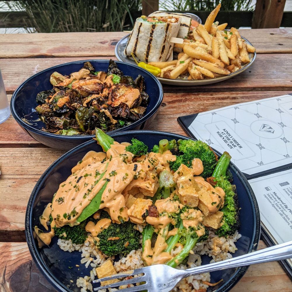Victoria - Lightning bowl, fried brussel sprouts, and buffalo cauliflower wrap with parmesan fries - Cocktail Bars Near Me - Portland, Oregon Victoria - Lightning bowl, fried brussel sprouts, and buffalo cauliflower wrap with parmesan fries - Cocktail Bars Near Me - Portland, Oregon