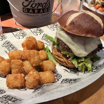 Ford's Garage Norwood - Mushroom Swiss burger with tots - Bars Near Me - Norwood, Ohio