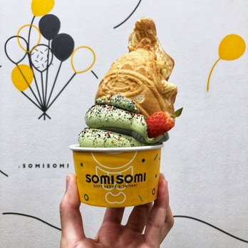 Somisomi - Matcha and black sesame swirled ah-boong - Desserts Near Me - Cupertino, California Somisomi - Matcha and black sesame swirled ah-boong - Desserts Near Me - Cupertino, California