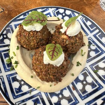 Mandrake Rooftop - Falafel on a bed of hummus (Gluten Free) - Sushi Bars Near Me - Columbus, Ohio