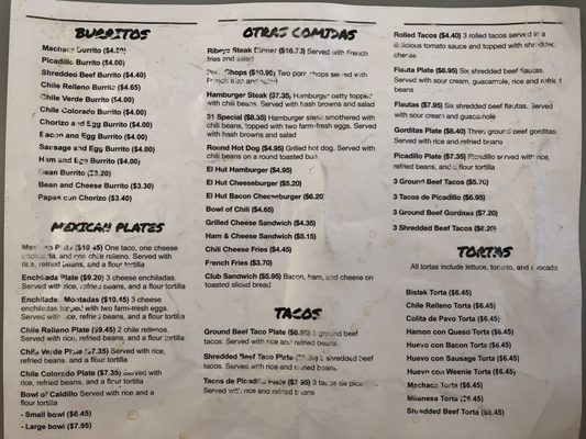 Menu photo 2 El Hut Cafe El Paso, TX