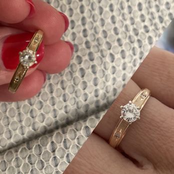 Or Diamond - Before on the left, after on the right. He also fixed the missing bit on the side where it had been cut off! - Jewelry Near Me - San Jose, California Or Diamond - Before on the left, after on the right. He also fixed the missing bit on the side where it had been cut off! - Jewelry Near Me - San Jose, California