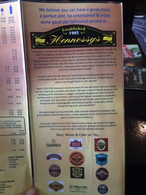 Menu photo 5 Hennessy's Irish Bar Rotorua, BOP Menu photo 5 Hennessy's Irish Bar Rotorua, BOP