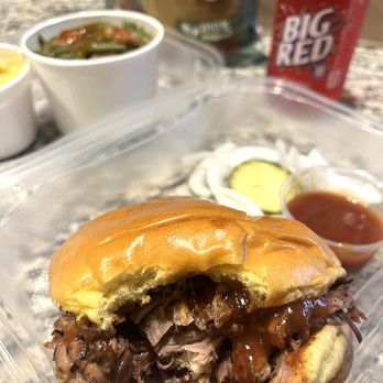 The Brisket House - No skimping! BBQ sauce was delish! - Barbeque Near Me - Houston, Texas