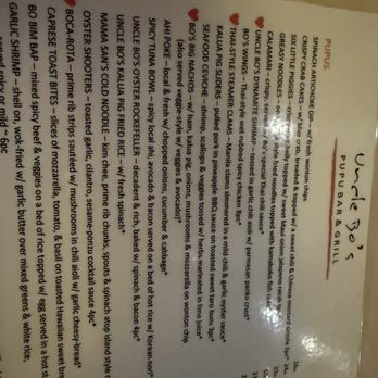 Uncle Bo's Pupu Bar & Grill - Pupu menu - American Near Me - Honolulu, Hawaii Uncle Bo's Pupu Bar & Grill - Pupu menu - American Near Me - Honolulu, Hawaii
