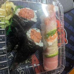 Toro Sushi Bento - One rainbow roll and two spicy tuna hand rolls