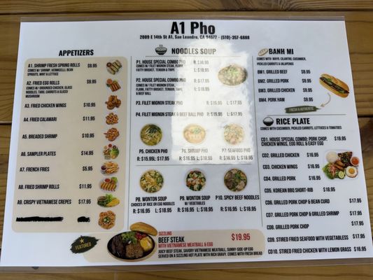 Menu photo 2 A1 Pho San Leandro, CA Menu photo 2 A1 Pho San Leandro, CA