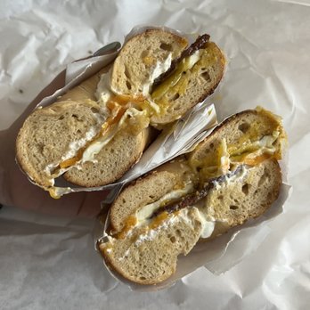 Gotham Bagels - Lakeview  - Bacon, Egg, and Cheese bagel. Added cream cheese. On a sesame bagel! - Bagels Near Me - Chicago, Illinois