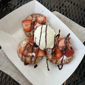 Beignet All Day - Gluten friendly beignet with chocolate, strawberries, and whipped cream. - Donuts Near Me - Webster Groves, Missouri
