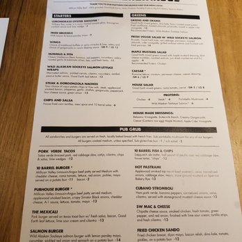 10 Barrel Brewing - West Side Bend - Menu - Brewpubs Near Me - Bend, Oregon