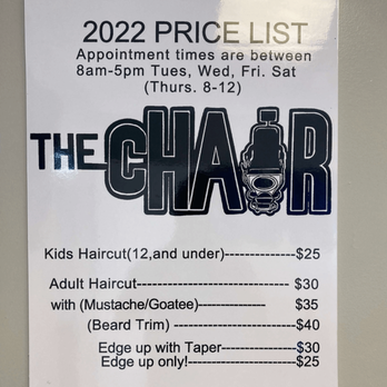 The Chair Murfreesboro - 2022 Price List - Barbers Near Me - Murfreesboro, Tennessee