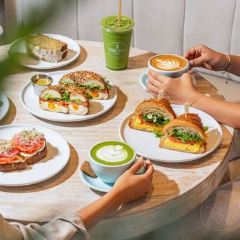 Pura Vida Miami - All day brunch table spread with no seed oils: perfect egg sandwich, new yorker toast, croissant sandwich, supergreens smooth... - Breakfast & Brunch Near Me - Aventura, Florida Pura Vida Miami - All day brunch table spread with no seed oils: perfect egg sandwich, new yorker toast, croissant sandwich, supergreens smooth... - Breakfast & Brunch Near Me - Aventura, Florida