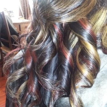 Amor Beauty Salon - Hair curled after blonde and red highlights. Love it! - Hair Salons Near Me - Chula Vista, California