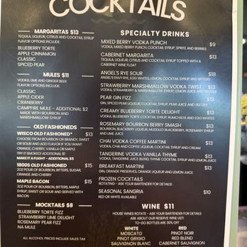 313 Dodge - Cocktail menu - Cocktail Bars Near Me - Kaukauna, Wisconsin
