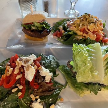 TASTE! Craft Eatery - Paso Robles - Lettuce wrapped Blue Bird Slider + Spin Master Salad $16. Peaches and Herbs Slider + Mighty Melon Salad $18. - Salad Near Me - Paso Robles, California