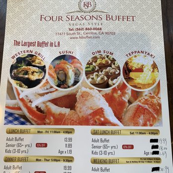 Four Seasons Buffet - Prices as of February 2020 - Buffets Near Me - Cerritos, California Four Seasons Buffet - Prices as of February 2020 - Buffets Near Me - Cerritos, California