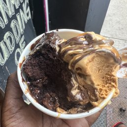 Salted Caramel Brownie with custom made salted caramel ice cream. Salted Caramel Brownie with custom made salted caramel ice cream.