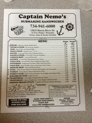 Menu photo 6 Captain Nemo's Submarine Sandwiches Romulus, MI