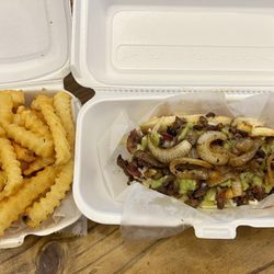 Big Dawgs Hot Dog Co - Big Tex and fries