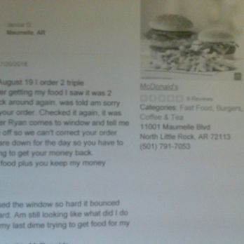 McDonald's - Looking on YELP and would you believe someone else complained about the Same Manager. Ryan Reynolds. makes you wonder? - Fast Food Near Me - North Little Rock, Arkansas McDonald's - Looking on YELP and would you believe someone else complained about the Same Manager. Ryan Reynolds. makes you wonder? - Fast Food Near Me - North Little Rock, Arkansas